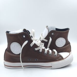 Converse faux leather Brown and White High-Top Athletic Shoes Sneakers 9.5